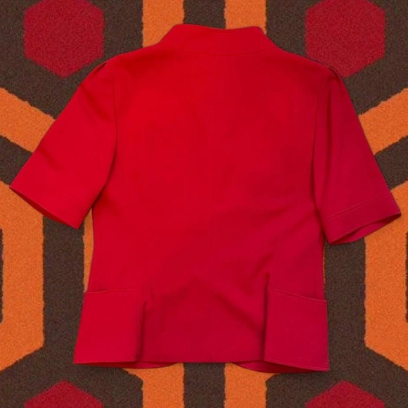 Lafayette 148 New York Vibrant Red Button Blazer Style Blouse Top — Size 10 - Picture 3 of 5